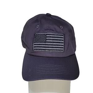 IIN 100% Cotton Grey American Flag Adjustable Back Hat
